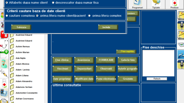 Criterii selectie cautare clienti / pacienti - CAB VET soft veterinar